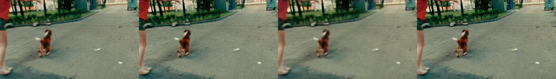 Mini-DLSS comparison strip showing low-resolution input, reconstruction, and reference frames