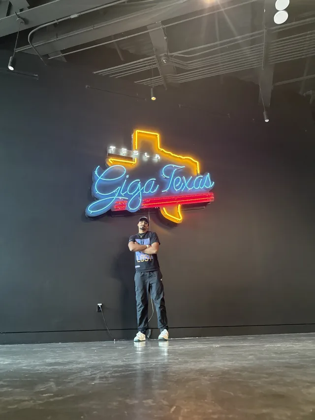 Dhruva Shekdar during his Tesla internship at Giga Texas